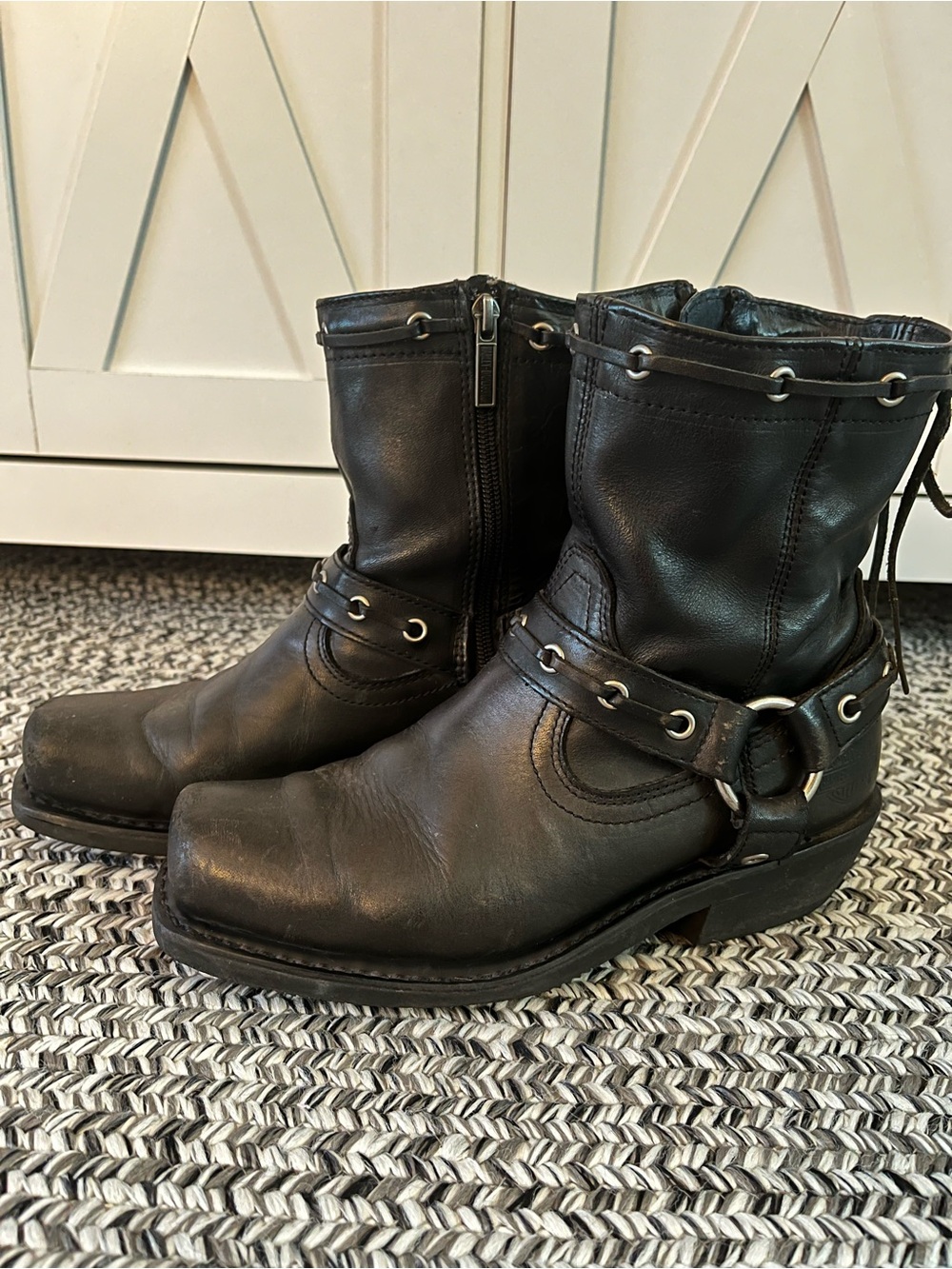 Vintage Harley-Davidson Harness Boots Black Leather Side Zip Women’s 8.5 Biker